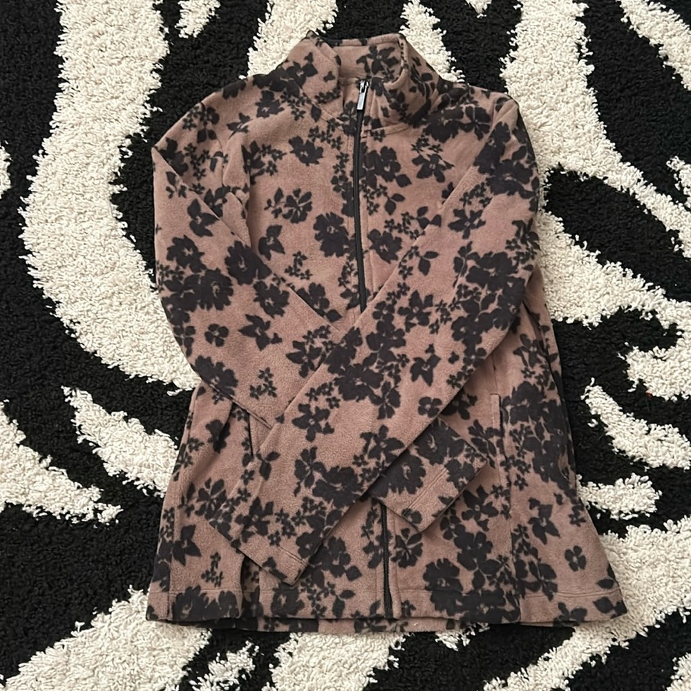 NWOT Jacket with Black Flower Designs Size S